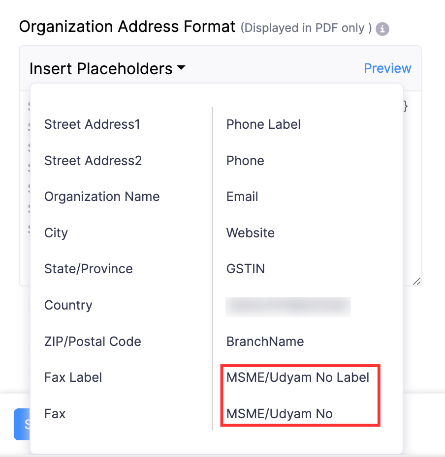 MSME/Udyam registration number placeholder