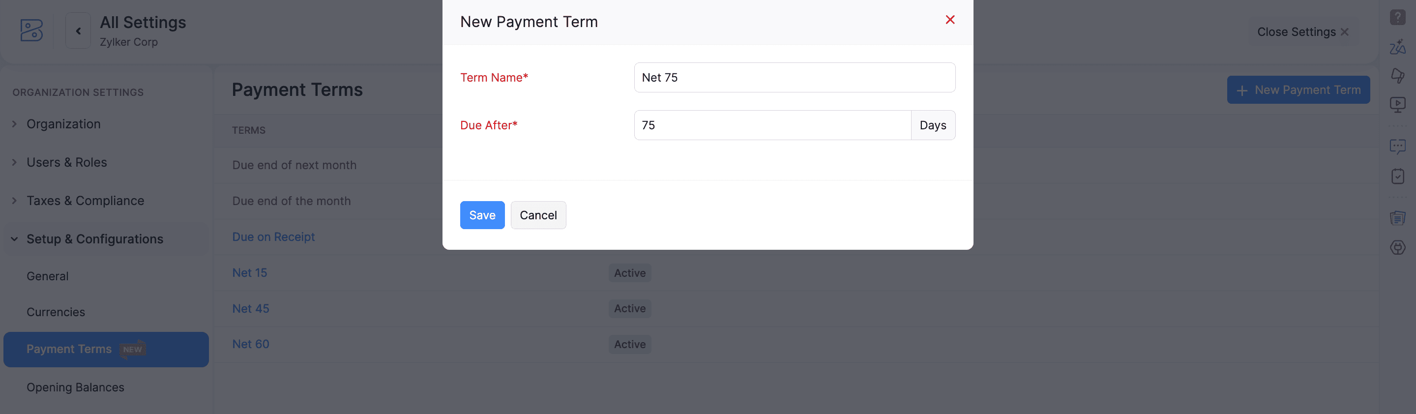 New Payment Term