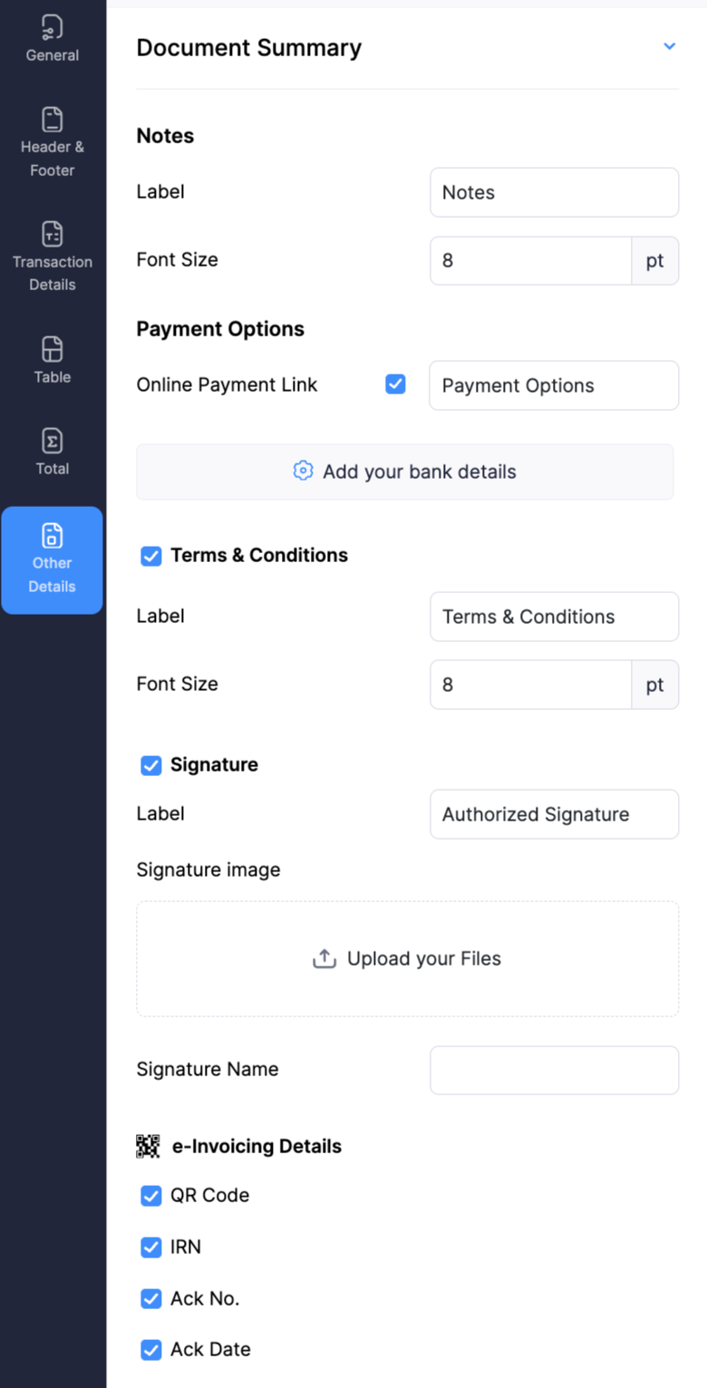 Other Details - Document Summary