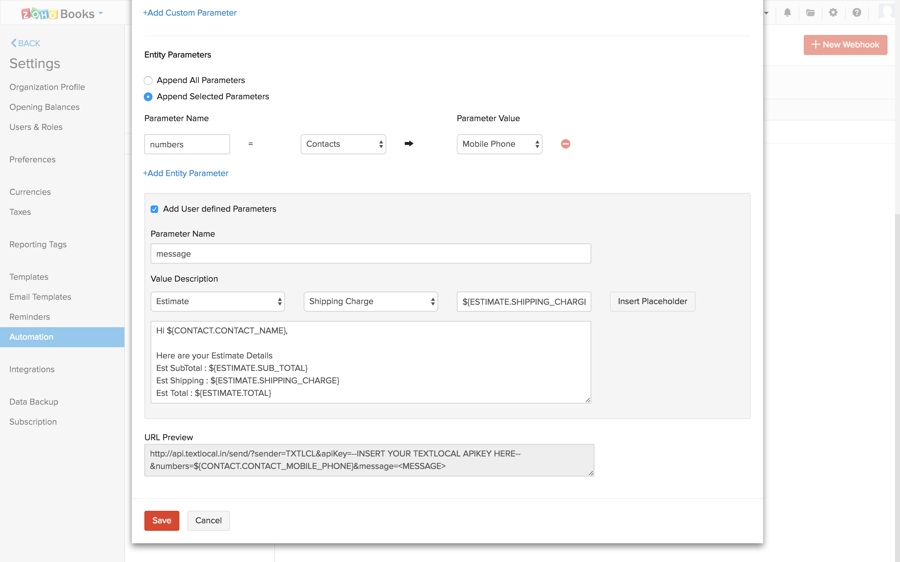 Configure Text Local