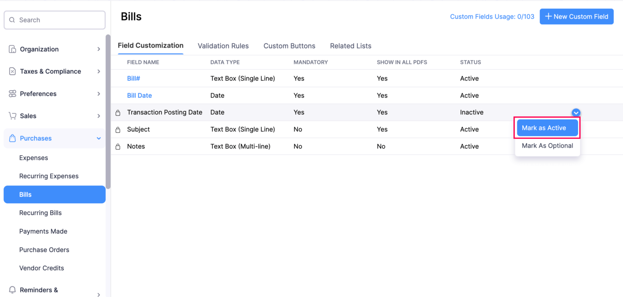 enable transaction posting date