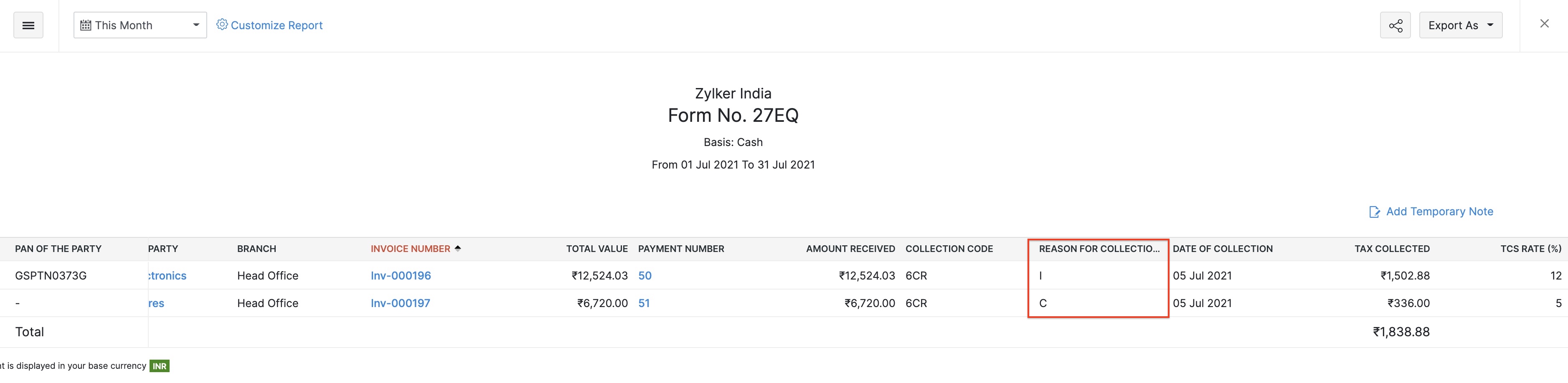 Form 27EQ Report