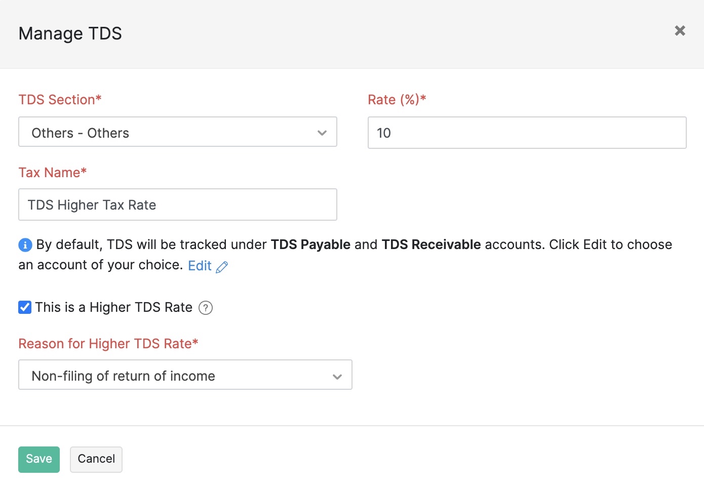 Create Higher TDS Rate