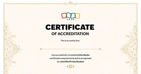 Zoho Books Certificate