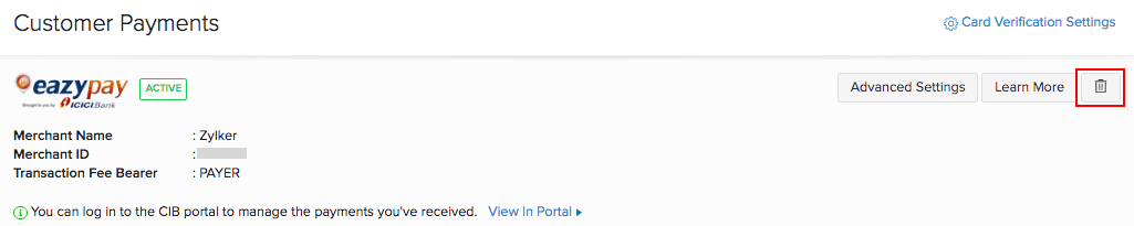 ICICI Bank eazypay delete integration