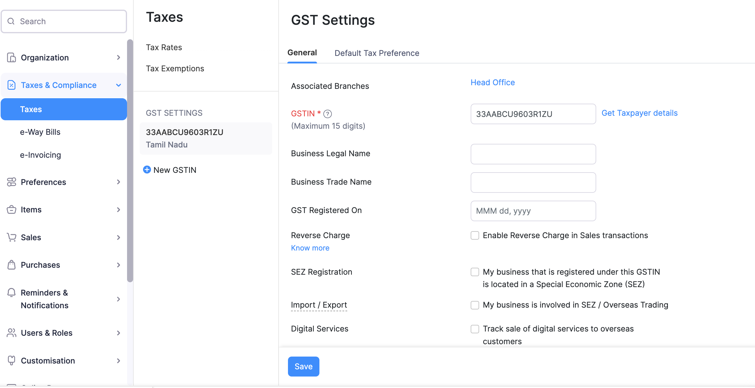 GST Settings