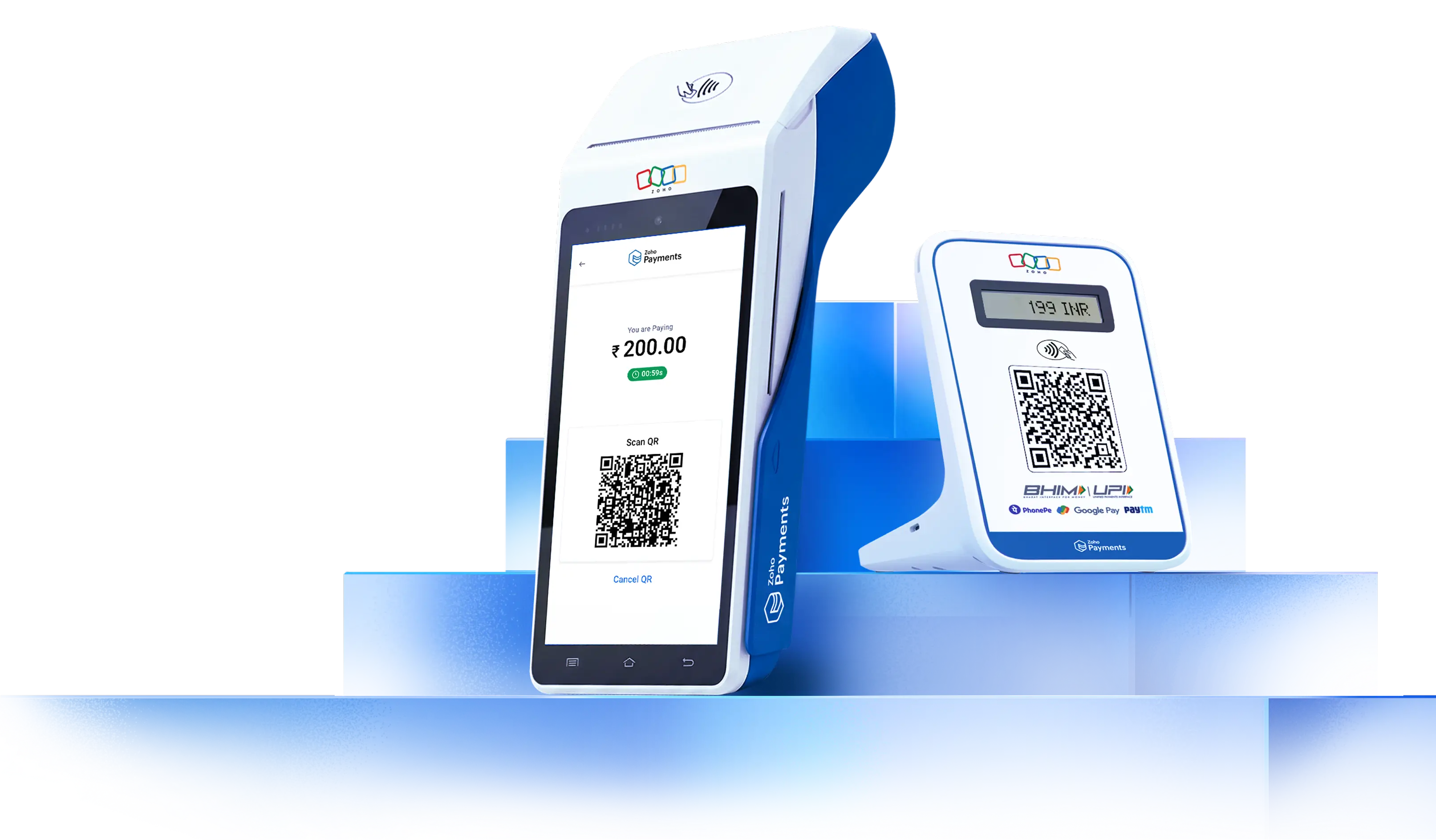 In-person payment terminal being used for a transaction