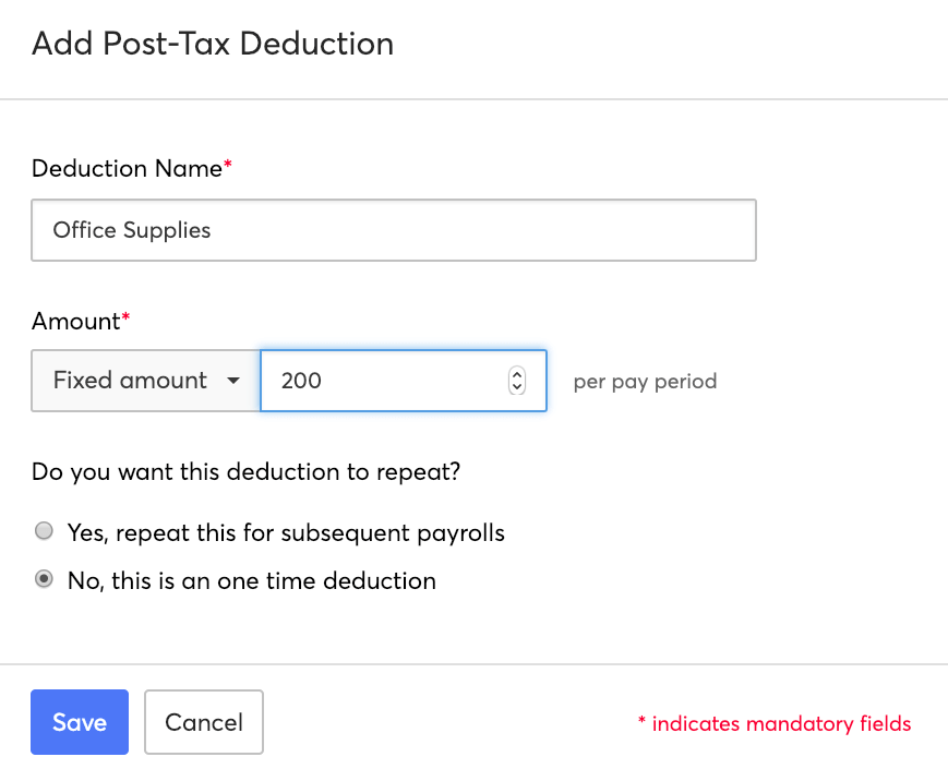 Post-tax Deductions