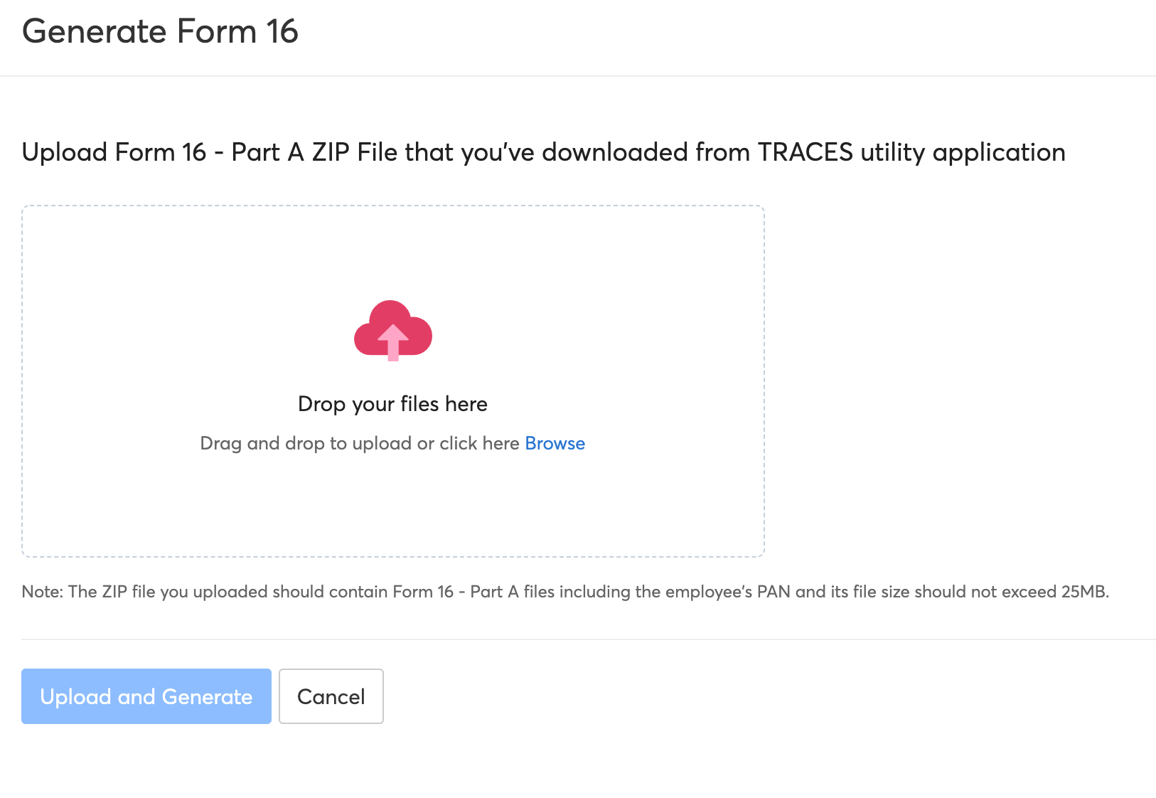 Upload Form 16 - Part A