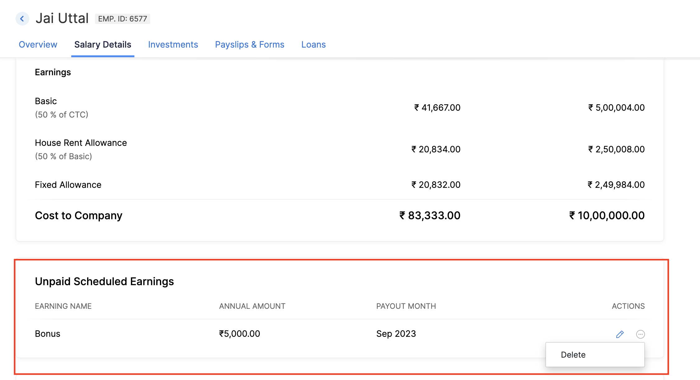 Schedule Earning