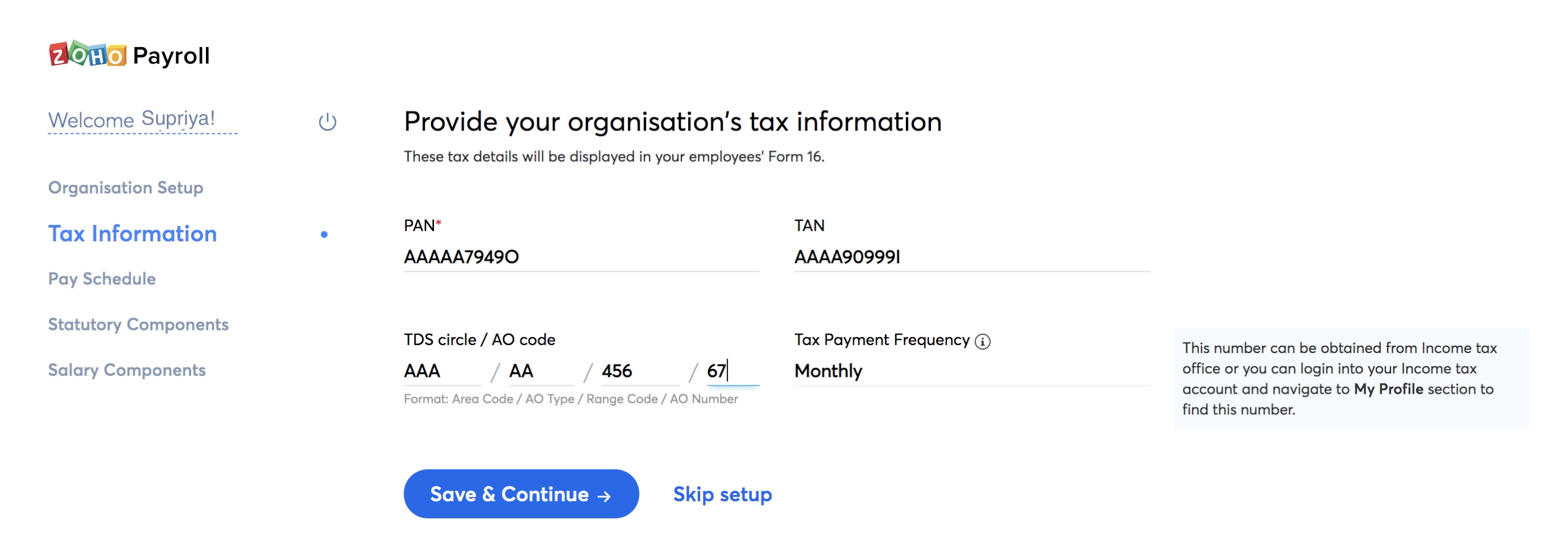 Tax Setup