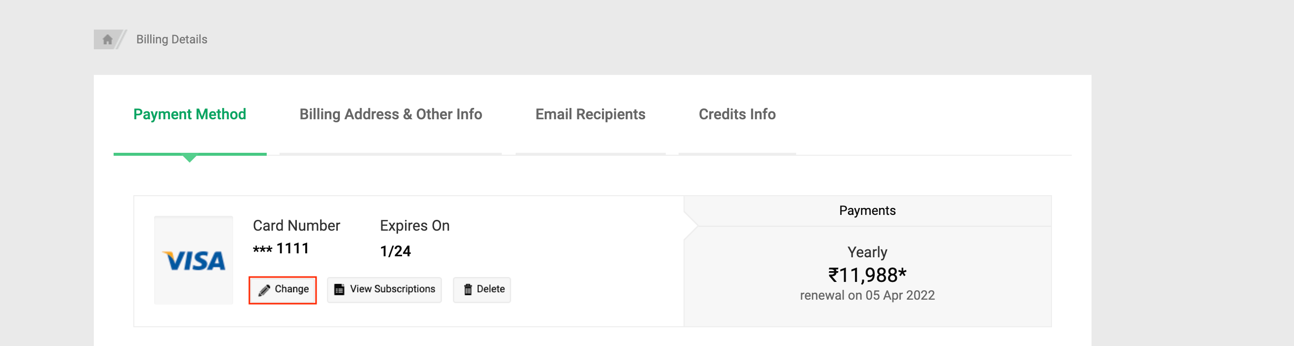 Change Payment