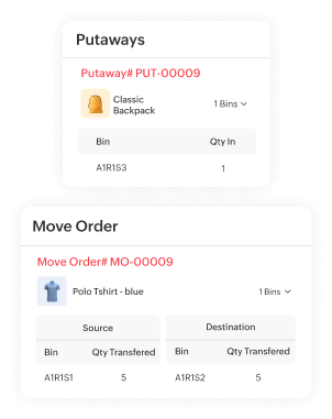 Putaway and move orders