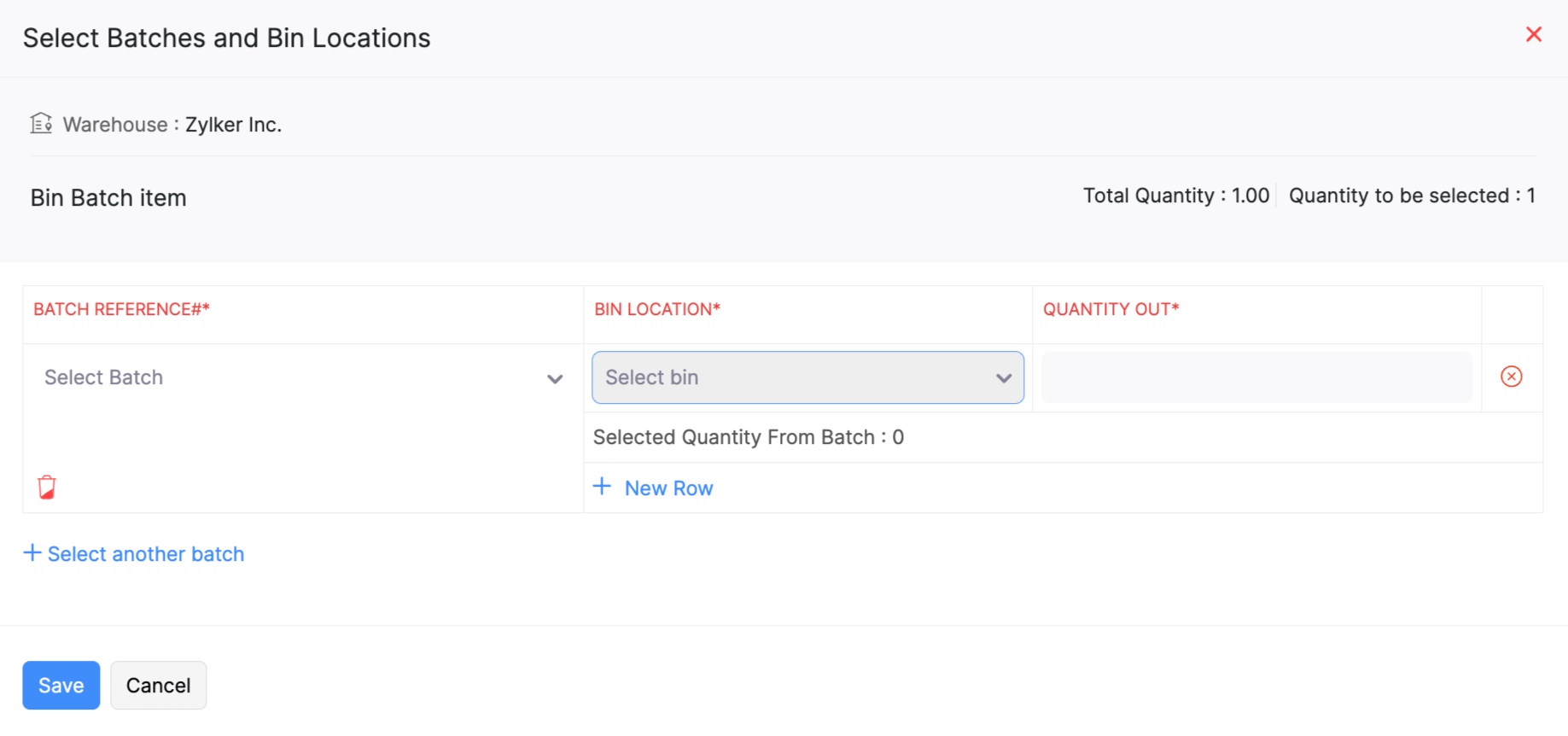 Invoices Bin Locations