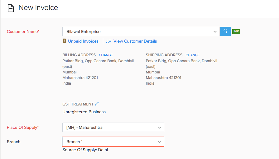 Select branch in a transaction