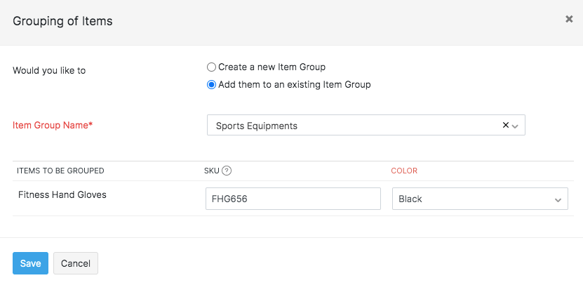 Item - Add to existing group