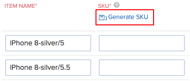Generating SKU for item groups