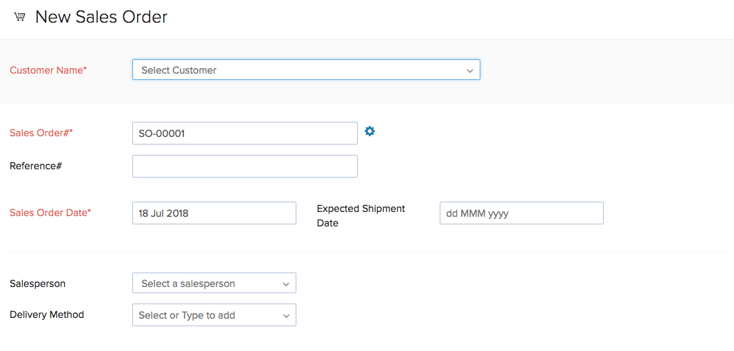 Image of new sales orders top section