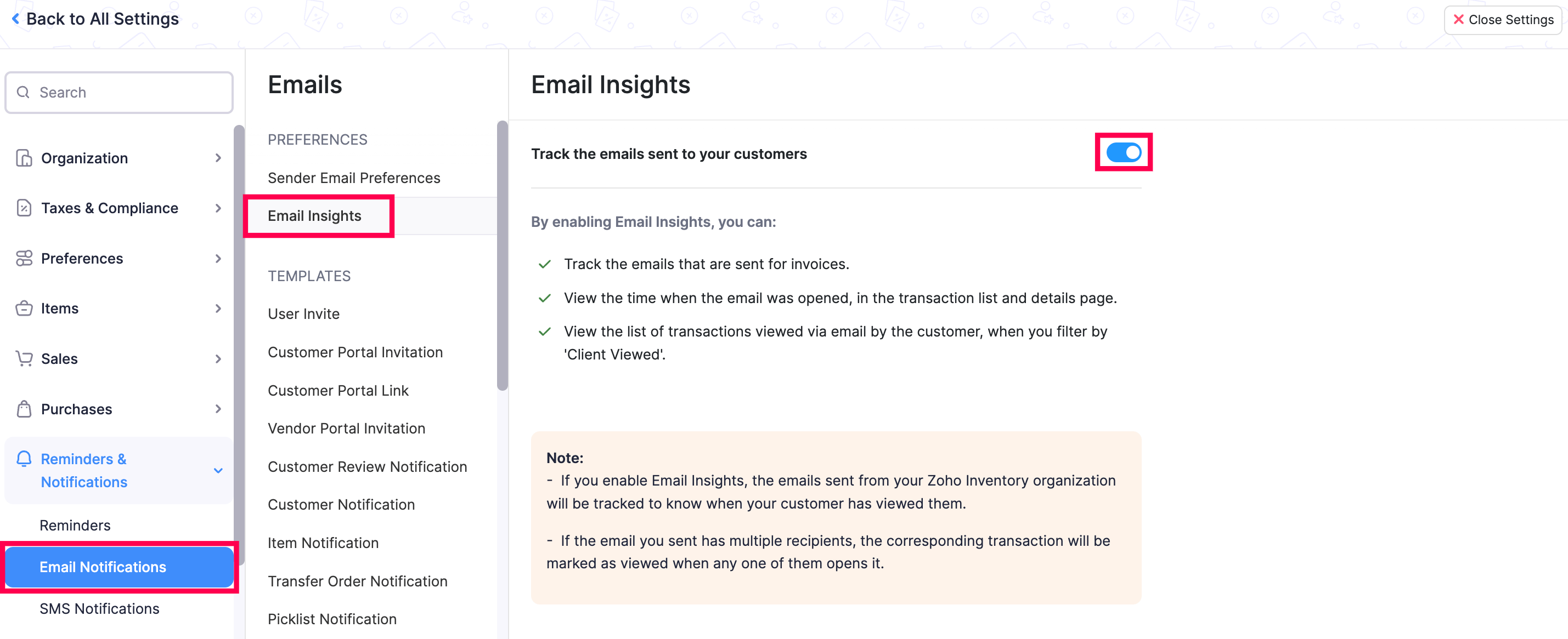 enable email insights