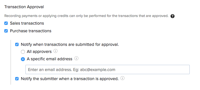 General Preferences - Transaction Approval
