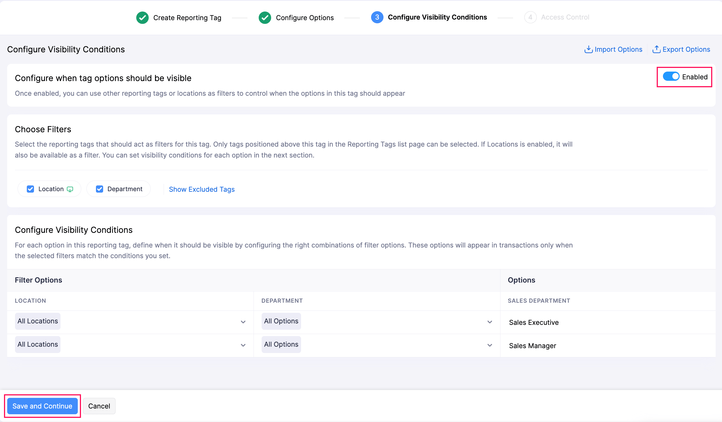 Configure Visibility Conditions