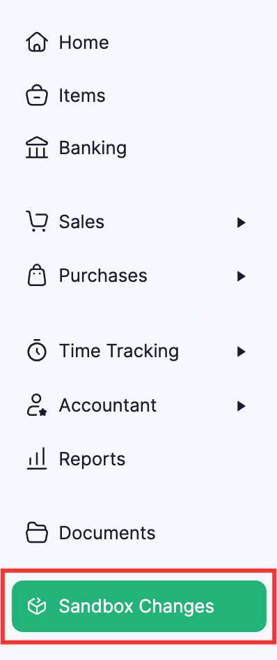 Click Sandbox Changes on the left sidebar to view the changes made in the sandbox organization.