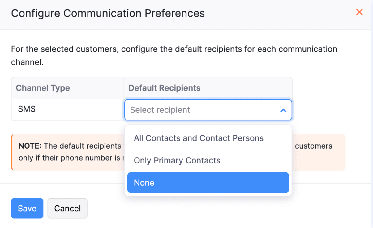 Configure Communication Preferences Pop-up