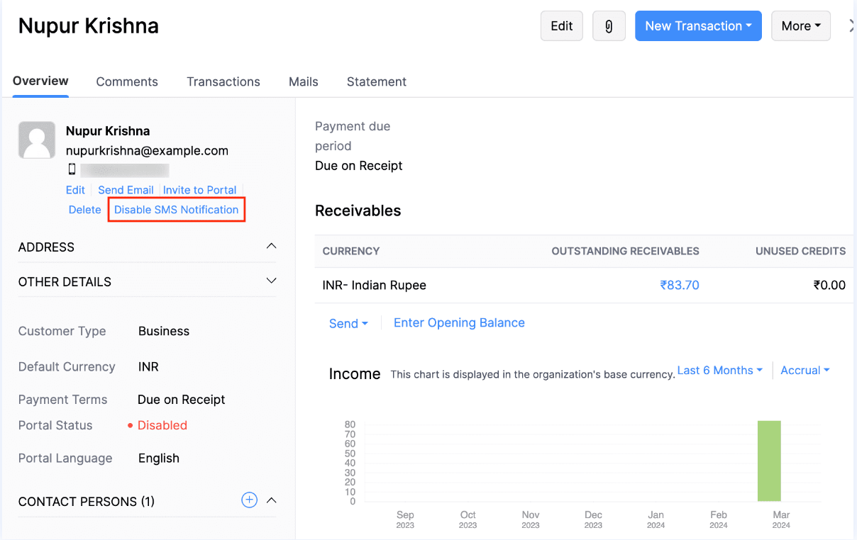 Disable SMS Notifications for Primary Contact