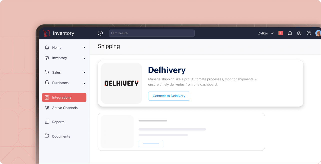 Dashboard - Delhivery | Zoho Inventory