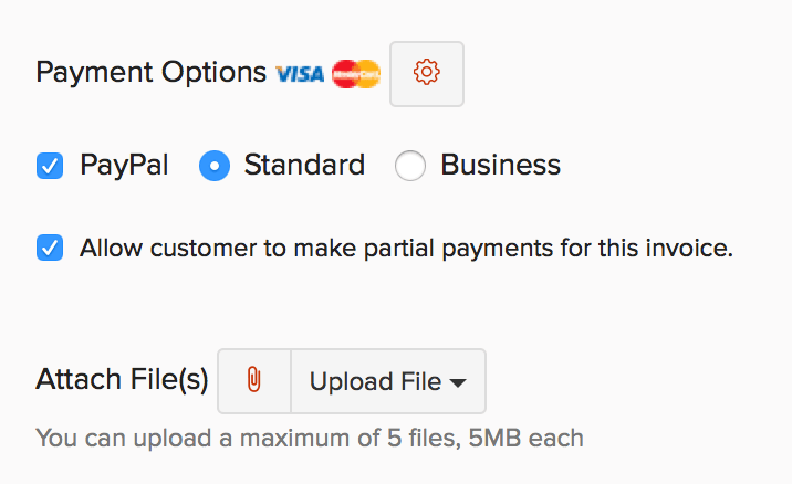 Option to allow partial payments on the new invoice page