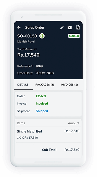 Android app dashboard - Zoho Inventory