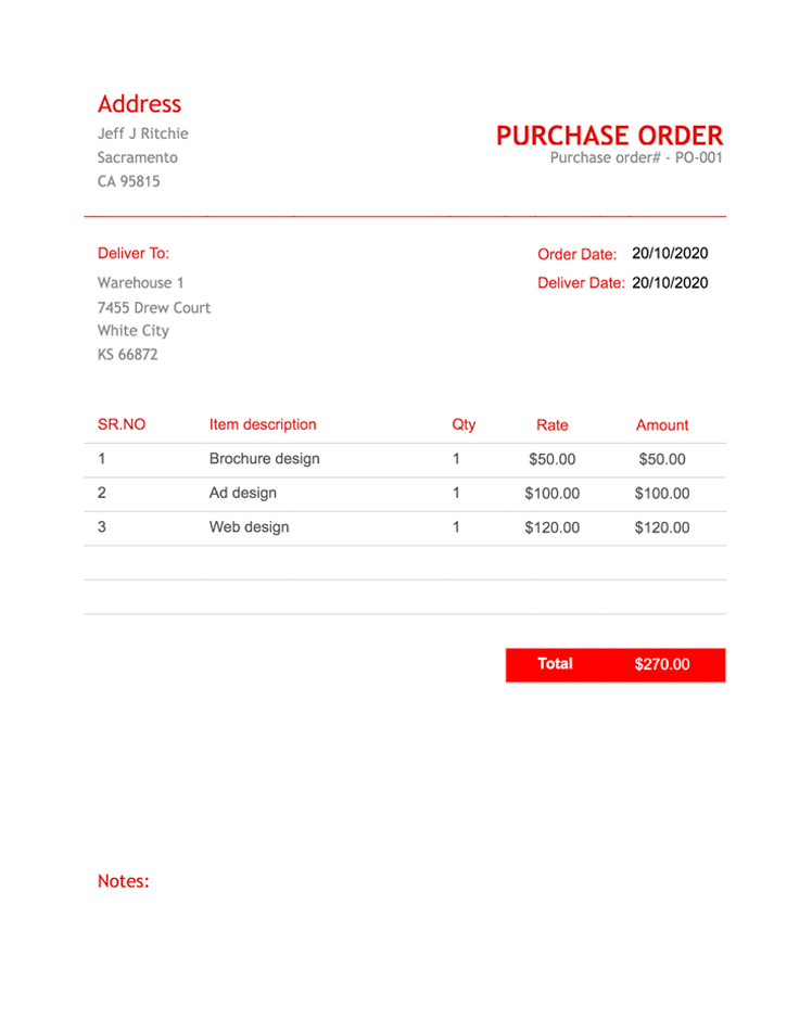 Minimalist Purchase Order Template | Purchase Order