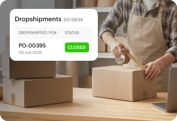 Zoho Inventory order management screen showing a closed dropship order.