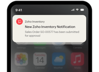 Zoho Inventory notification for a sales order approval request.