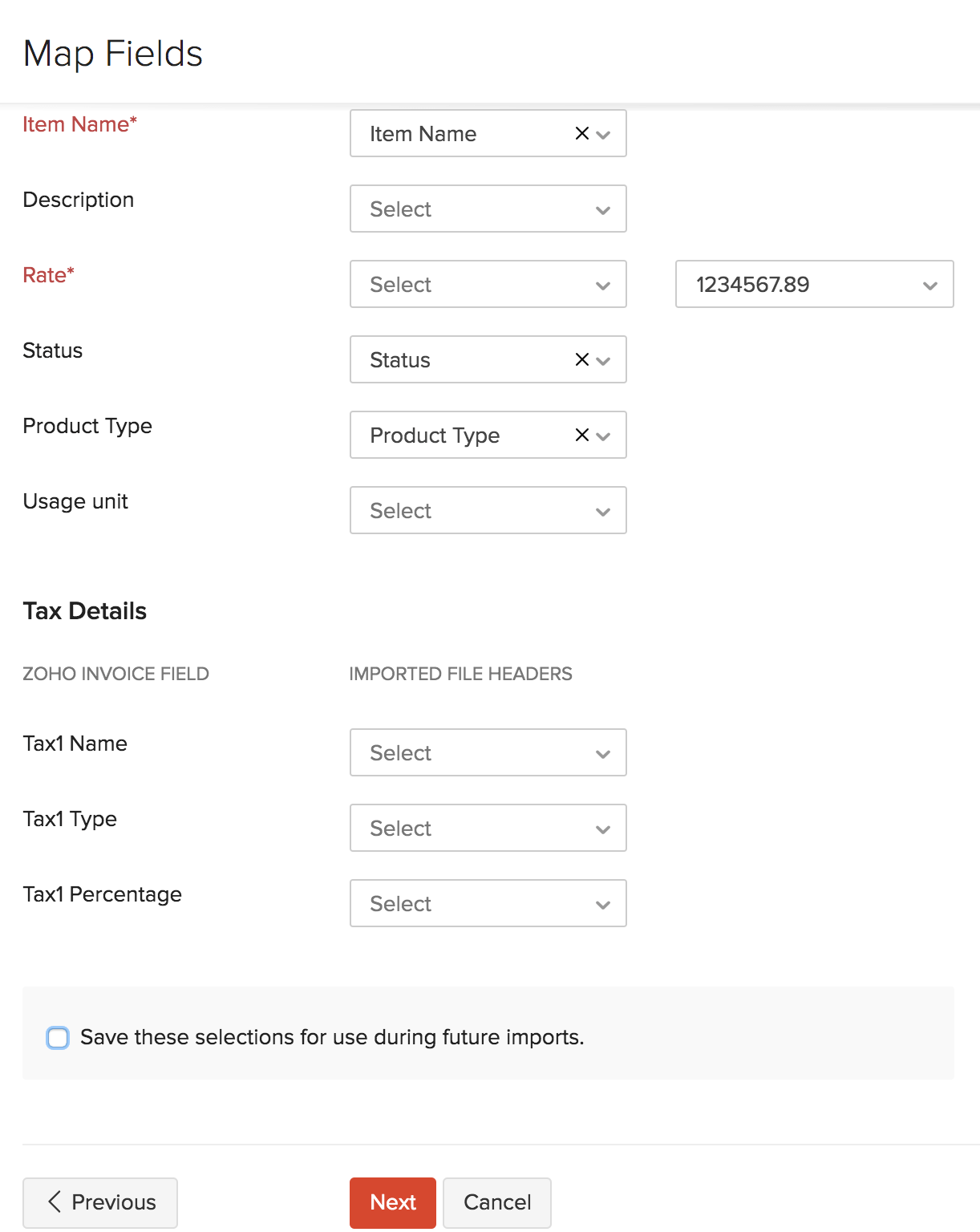 import - field matching