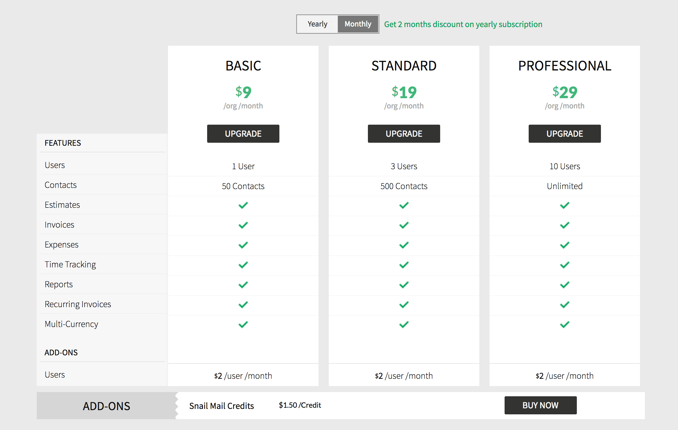 Choose your monthly plan