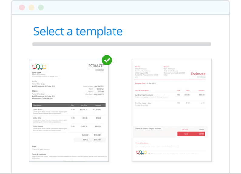Choose from a Gallery of Estimate Templates - Zoho Invoice