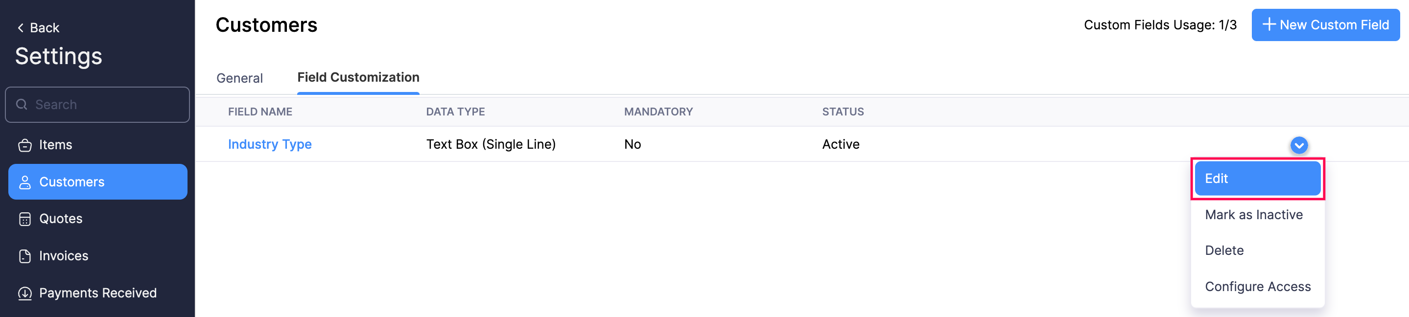 Custom fields for contacts