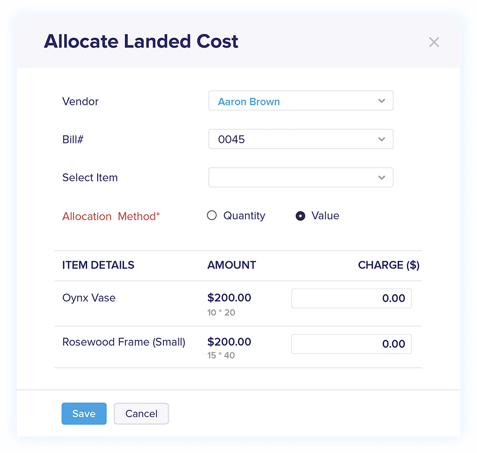 Landed Cost in Bills - Online Billing Management Software | Zoho Books