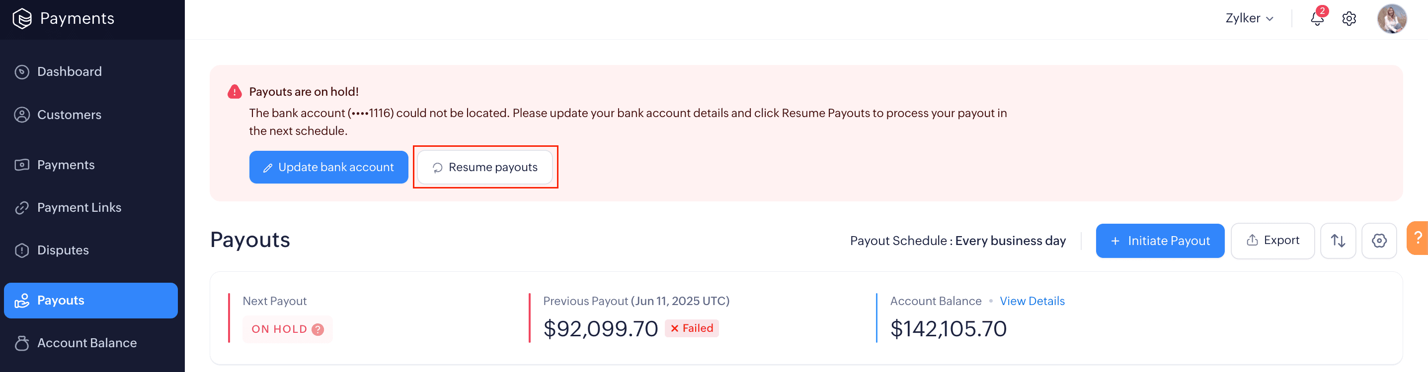 Resume Payouts
