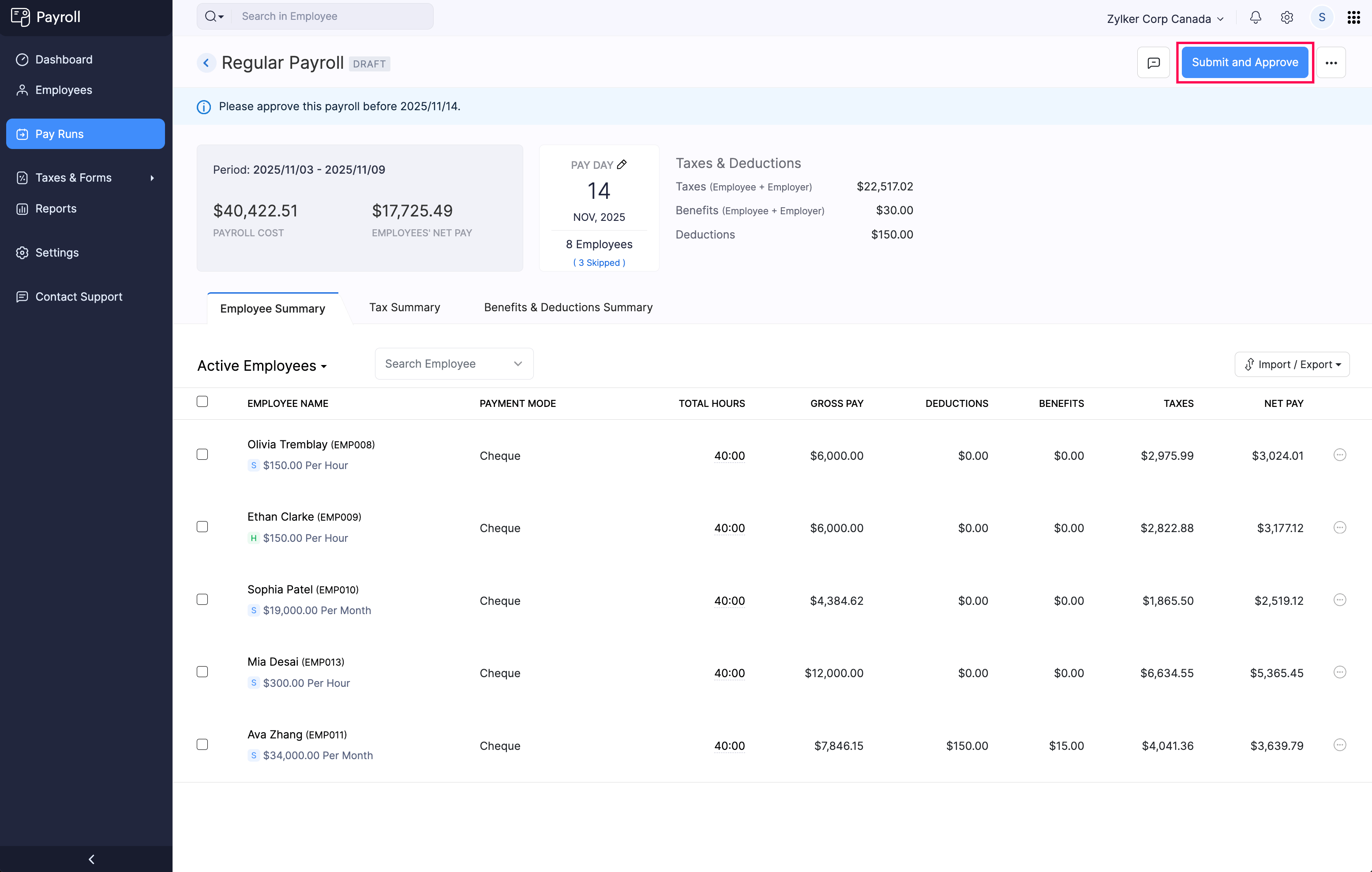 Submit and Approve Regular Payroll