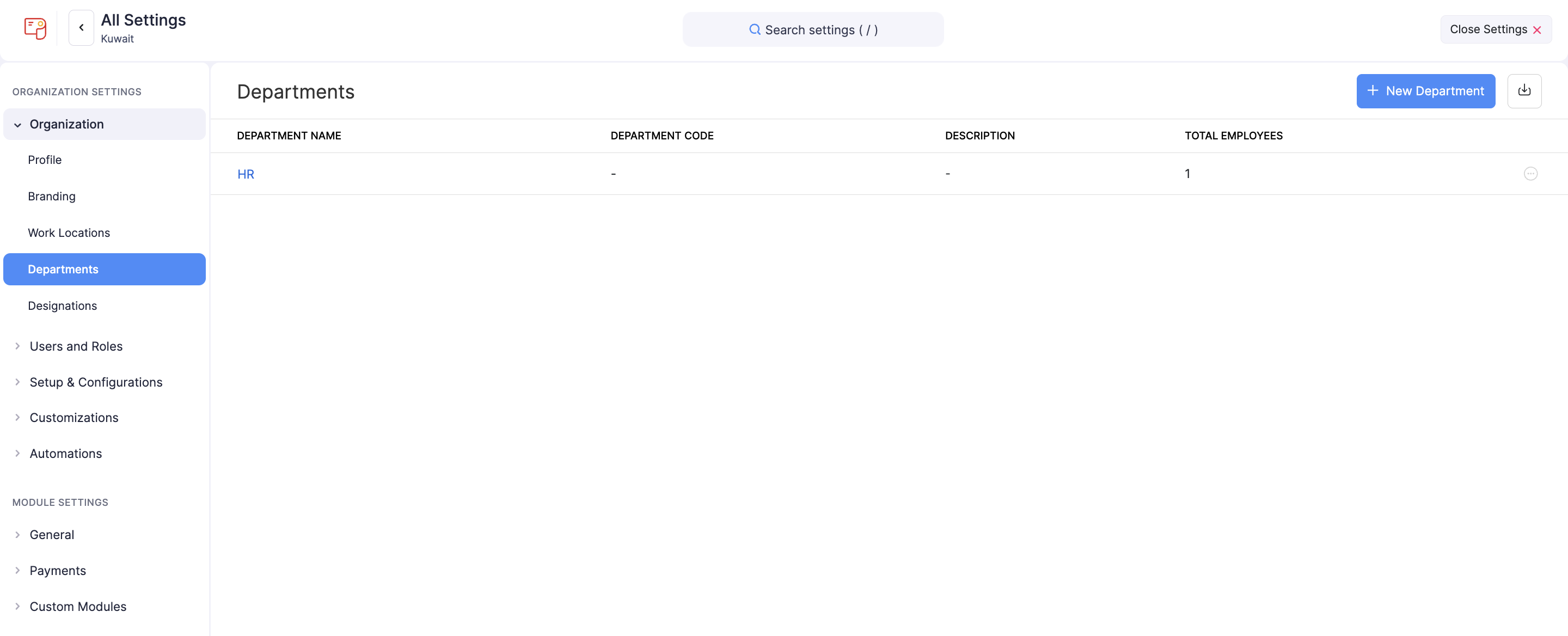 Departments and Designations