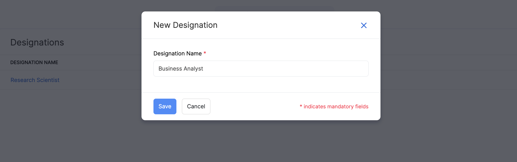 Departments and Designations