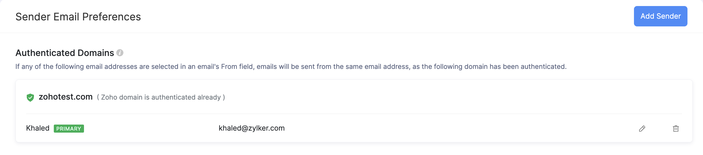 Sender Email Preference