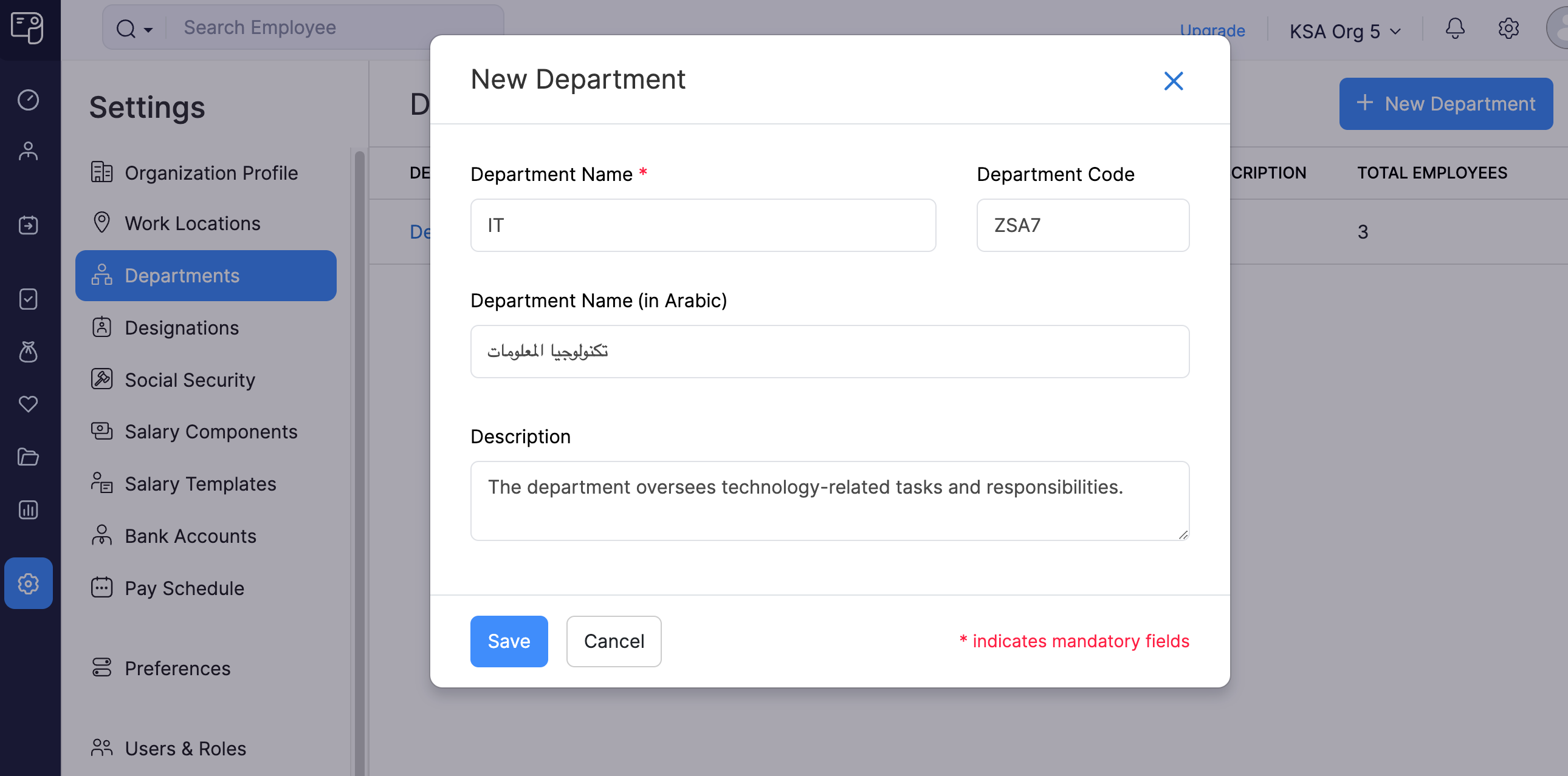 New Departments in Zoho Payroll