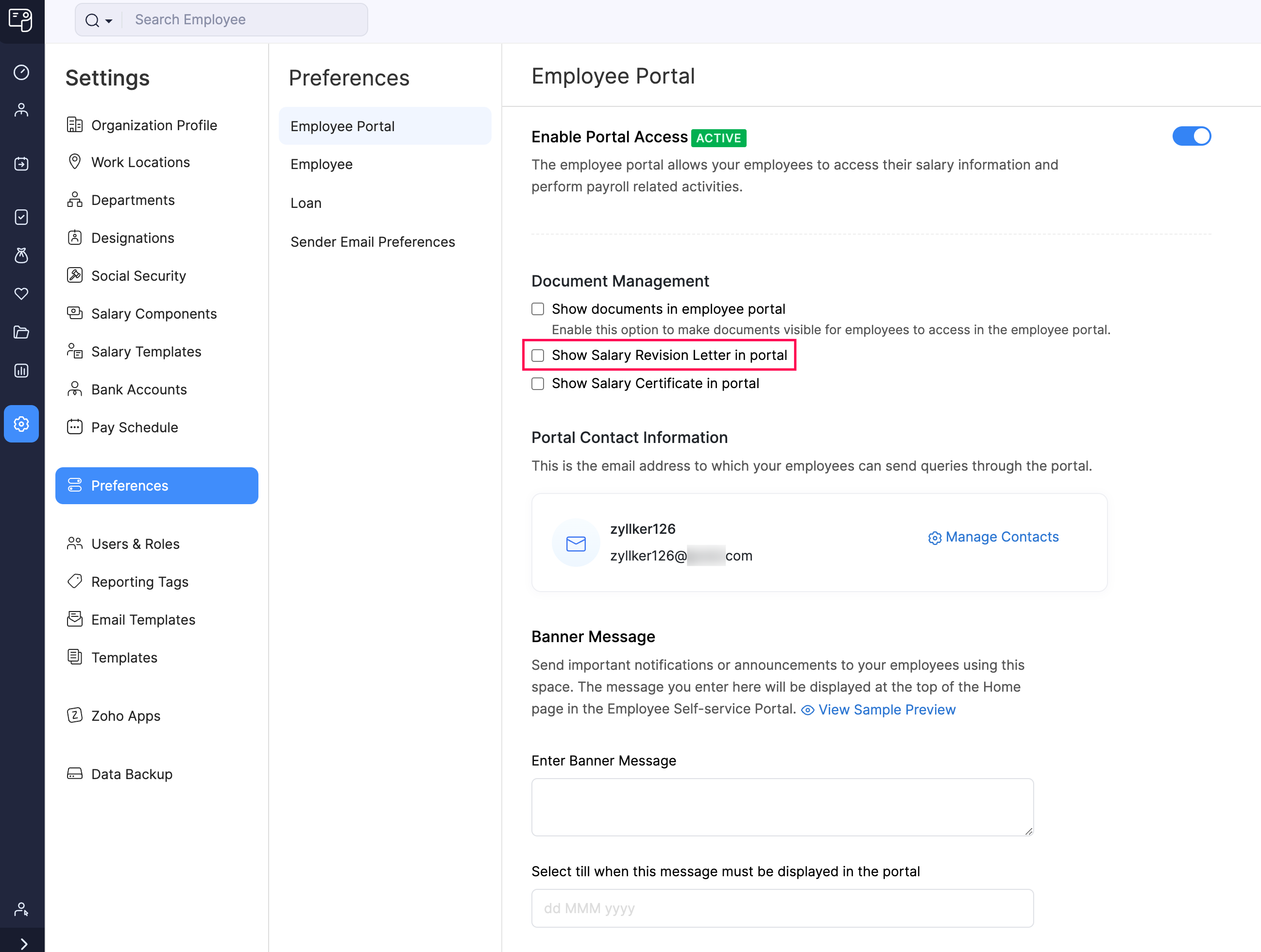 Show Salary Revision Letter in Employee Portal