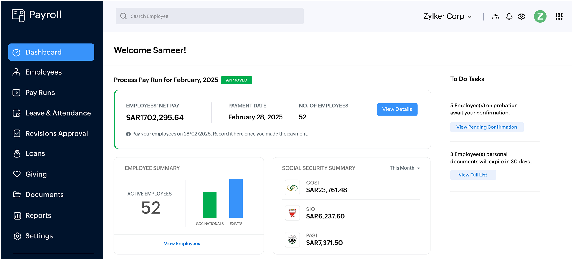 Zoho Payroll - Overview