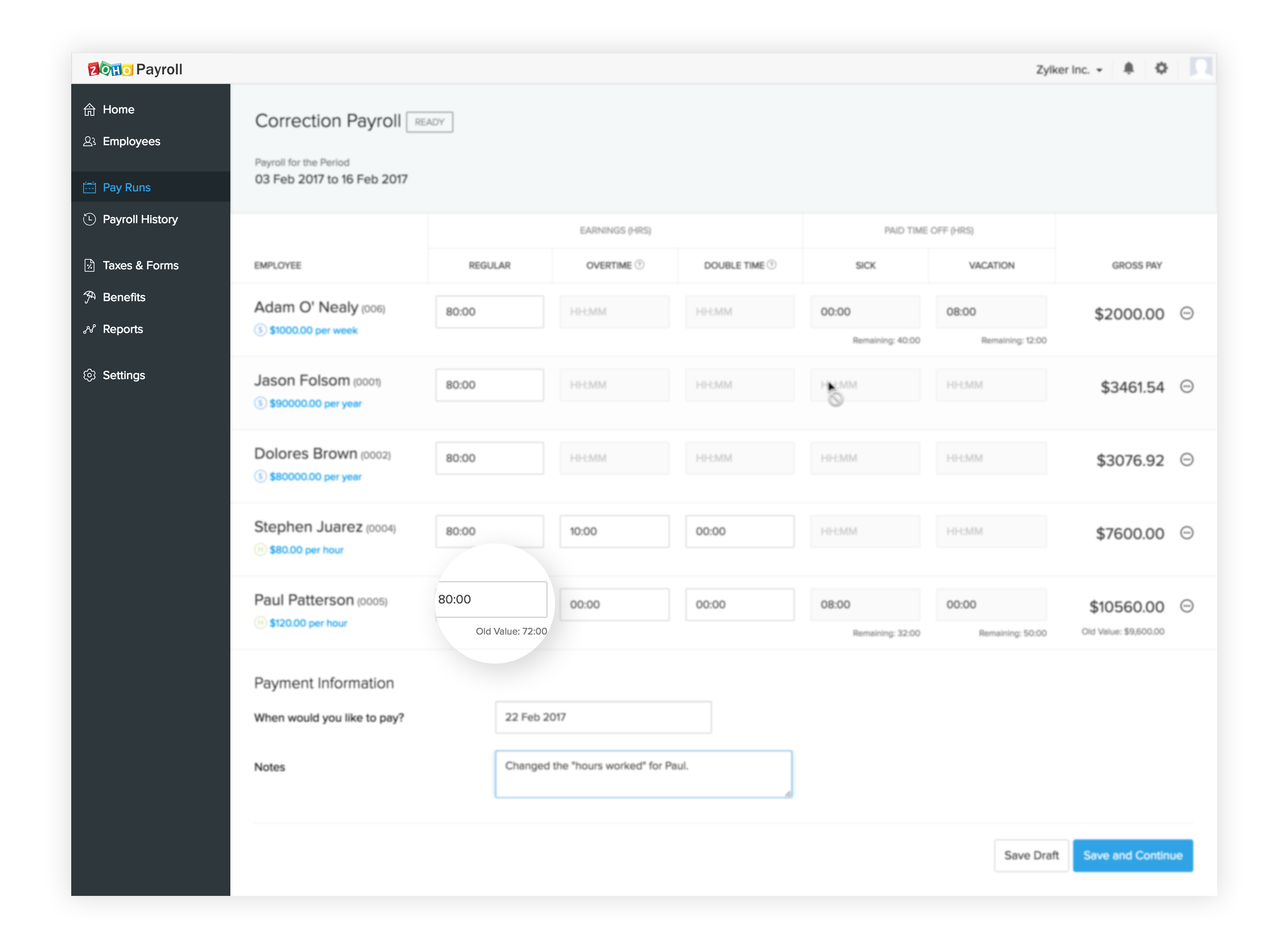 Correction Payroll