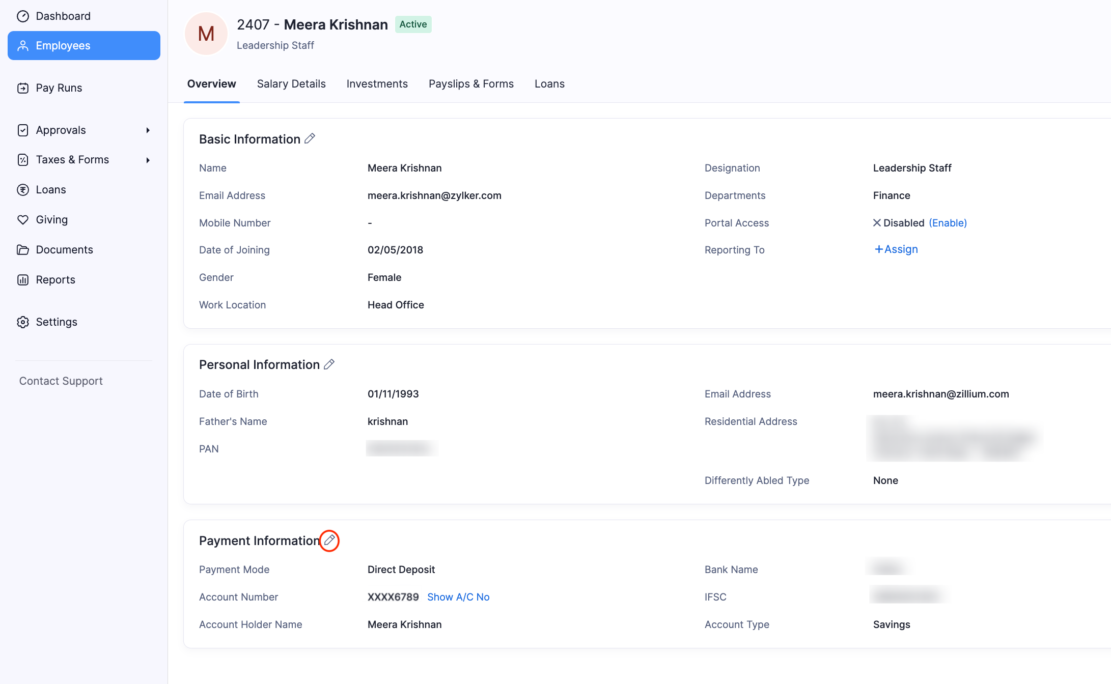 Zoho Payroll