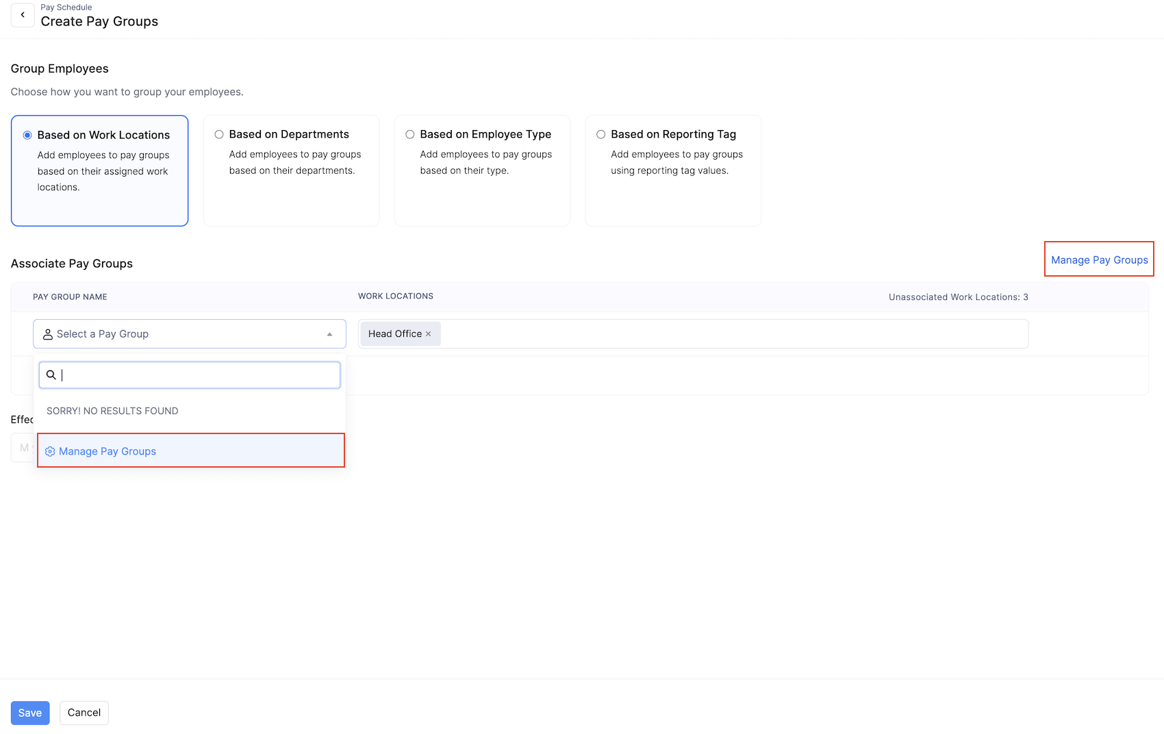 Manage Pay Groups Link